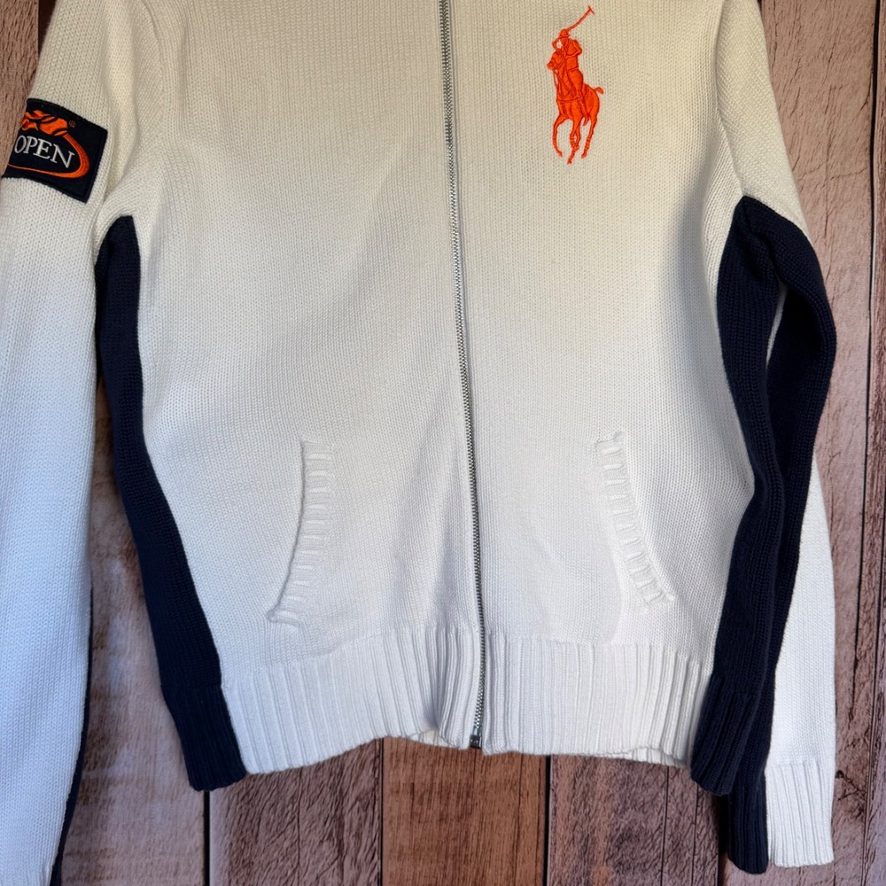 Ralph Lauren US Open Zip Knit Cardigan Sweater Preppy Tennis Tenniscore Size XL - Picture 4 of 10